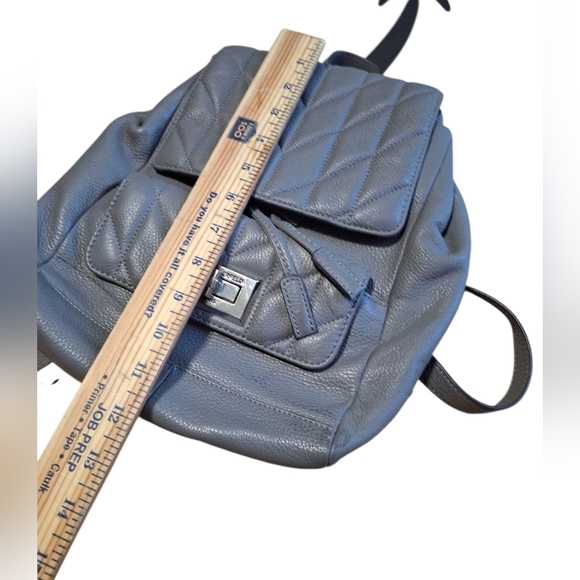 Karl Lagerfeld Gray Leather Backpack Purse. - Picture 8 of 10